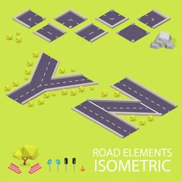 Road elements isometric. Road font. Letters Y and Z 스톡 일러스트