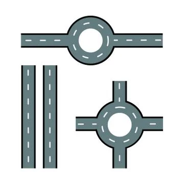 Road elements. Streets and roads set. Trendy flat style for graphic design, web Stock Illustration
