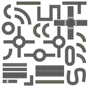 Road elements vector illustration isolated on white background Illustrazione stock