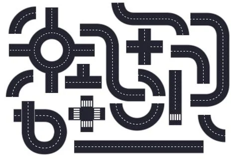 Road elements vector illustration isolated on white background Illustrazione stock