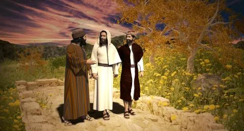 On the Road to Emmaus Stock Illustration