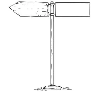 Road Empty Blank Decision Arrow Sign Drawing Stock Illustration