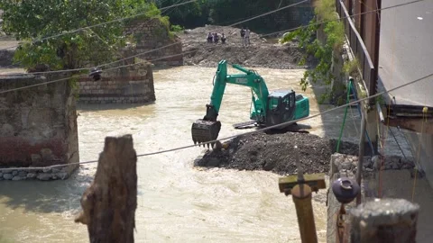 Road erosion and bridge failure in Dehradun India Stock Footage 321039411