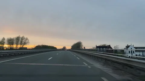 Road evening drive, in highway with trees and sky, with trees, sky, with 库存影片 342756414
