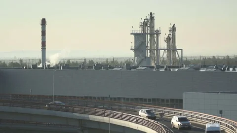 Road before factory Stock Footage 78796204