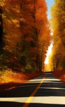 Road With Fall Trees Beautiful Stock Illustration