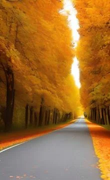 Road With Fall Trees Beautiful Stock Illustration