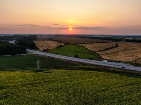 Road in the fields Foto stock