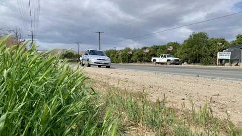 Road with flags Stock Footage 126131346