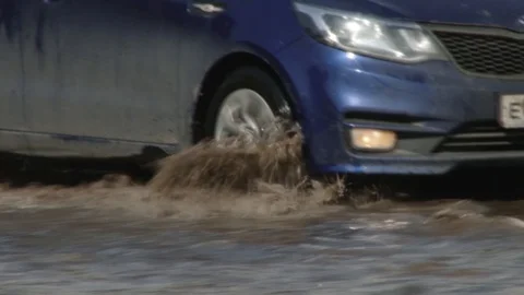 The road flooded after the rain. Stock Footage 103502444