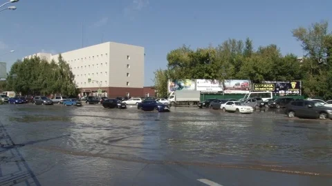 The road flooded after the rain. Stock Footage 103502467