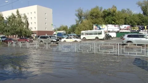 The road flooded after the rain Stock Footage 103502473