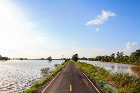 Road flooding. Stock Photos