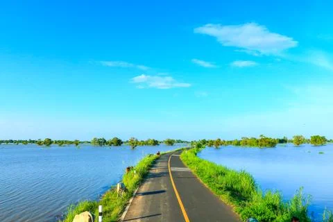 Road flooding. Stock Photos