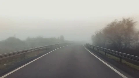 The road in the fog Stock Footage 74545466