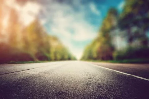 Road in forest blur Stock-Fotos