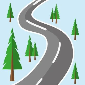 Road. Forest. Flat Illustrazione stock