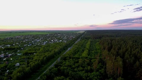 Road forest view from the top flight. Stock Footage 77467525
