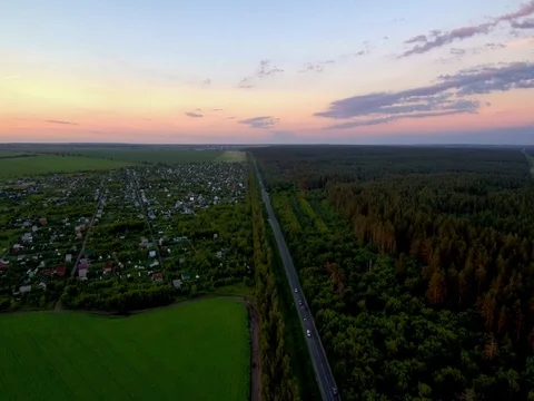 Road forest view from the top. Stock Footage 77473913