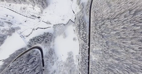 Road In A Forest In Winter Stock Footage 84929382