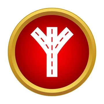 Road fork three way intersection symbol for decision 库存插图
