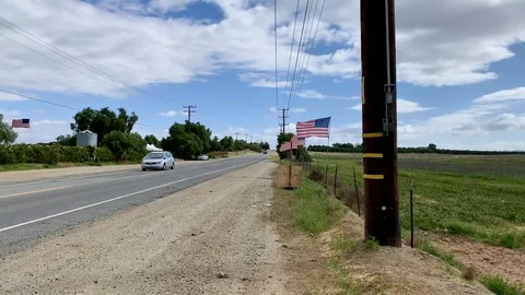 Road full of flags Stock Footage 126131405