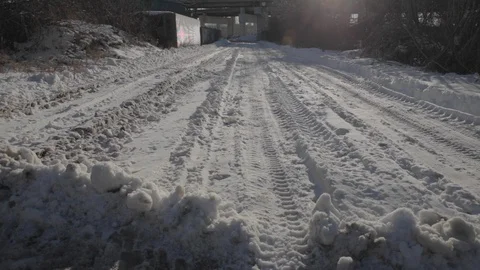Road Fully Covered in Snow Video stock 114021719