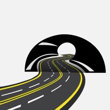The road in the future passes through the tunnel, illustration. Stock Illustration