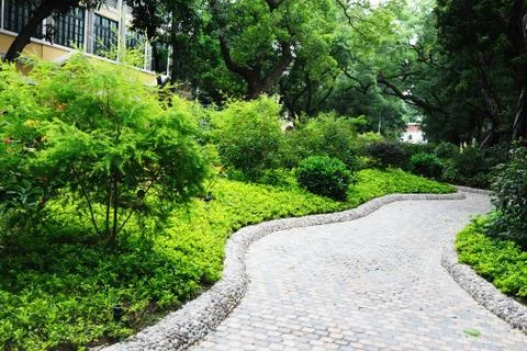 Road in garden Stock Photos