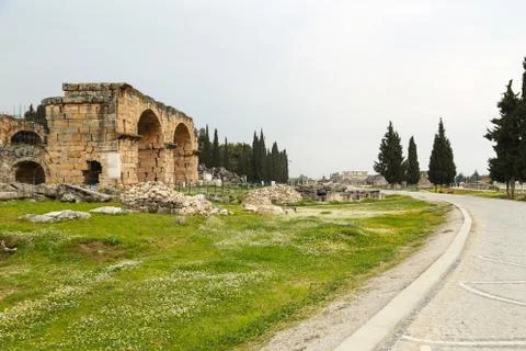 Road to gate of Hierapolis Stock Photos
