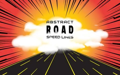 The road going to clouds and speed lines background. Effect motion lines Stock-Illustration