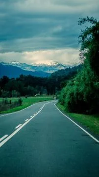 Road going to the mountains 스톡 사진