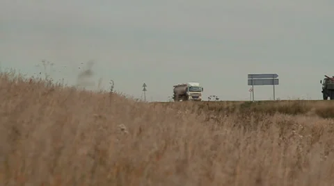 On the road going trucks Stock Footage 32215955