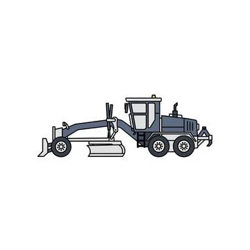 Road grader construction machine, heavy equipment icon, flat design Ilustração Stock