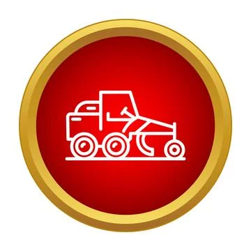 Road grader construction vehicle leveling ground icon Stock Illustration