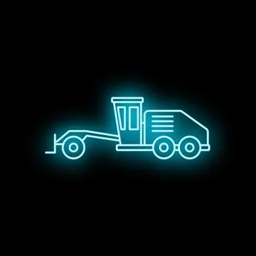 Road grader construction vehicle neon light sign Stock Illustration