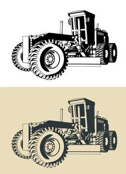Road grader illustrations Illustrazione stock