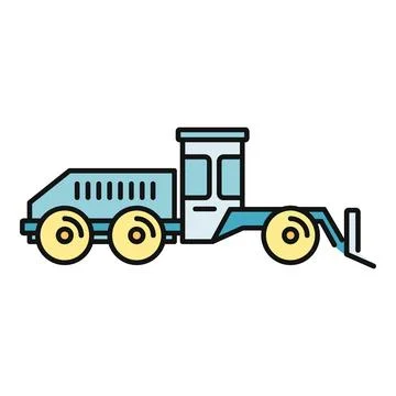 Road grader machine icon for construction work Stock Illustration