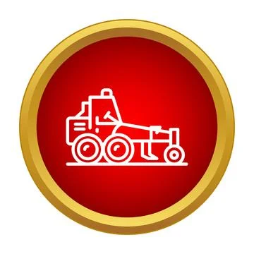 Road grader machine icon for leveling construction work Stock Illustration