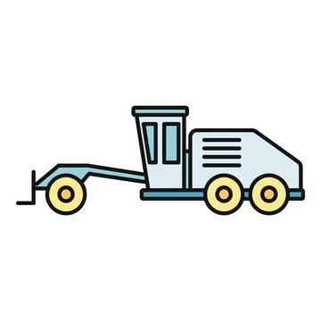Road grader machine working on construction site icon イラスト素材