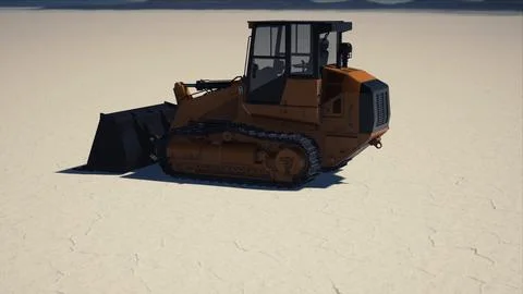Road grading machine on the salt desert road Stock Illustration