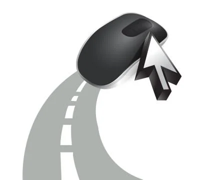 Road guide and wireless computer mouse isolated on white background 스톡 일러스트