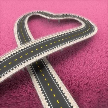 Road heart. Ilustración de archivo