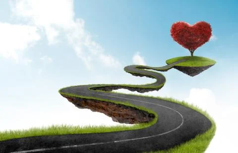 The road to heart tree Stock Illustration