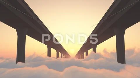 Road to heaven highway above clouds Stock Illustration