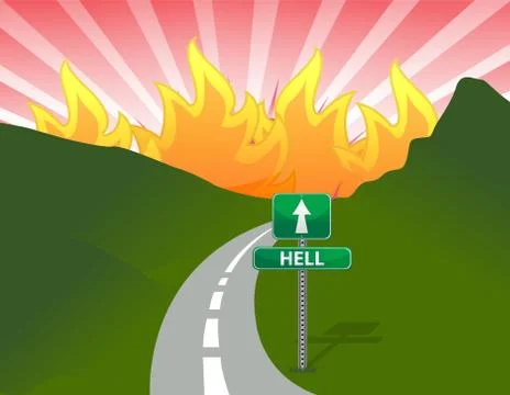 Road to hell concept illustration design Stock Illustration