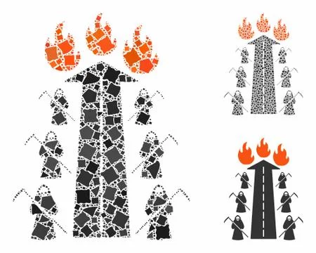 Road to hell fire Mosaic Icon of Humpy Elements Illustrazione stock