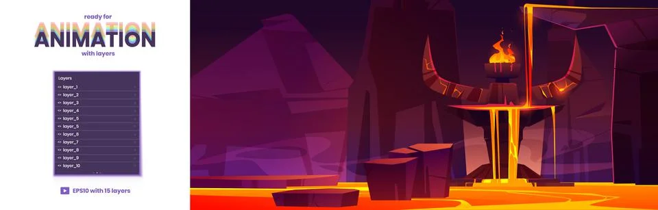Road to hell parallax background layers for game Illustrazione stock