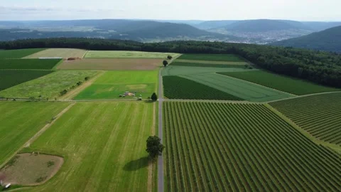 Road high on a hill through the fields Stock Footage 156472879