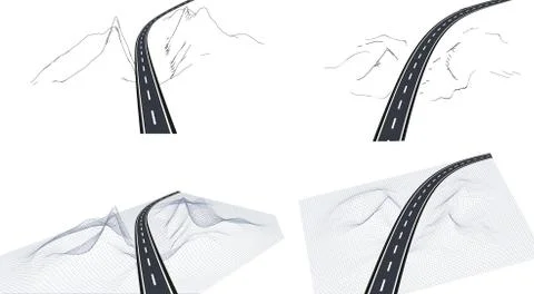 Road, highway in 3D on the interface. View from above and in Perspective. Hig Stock Illustration